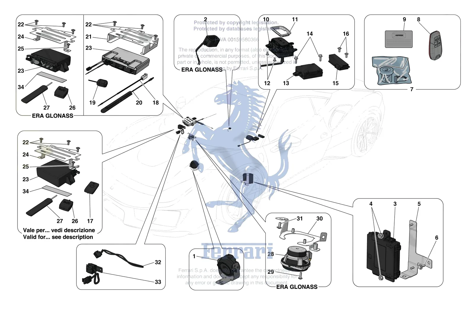 Ferrari 488 Pista [ELECTRICAL SYSTEM] - F.11 - ANTI-THEFT SYSTEM exploded diagram