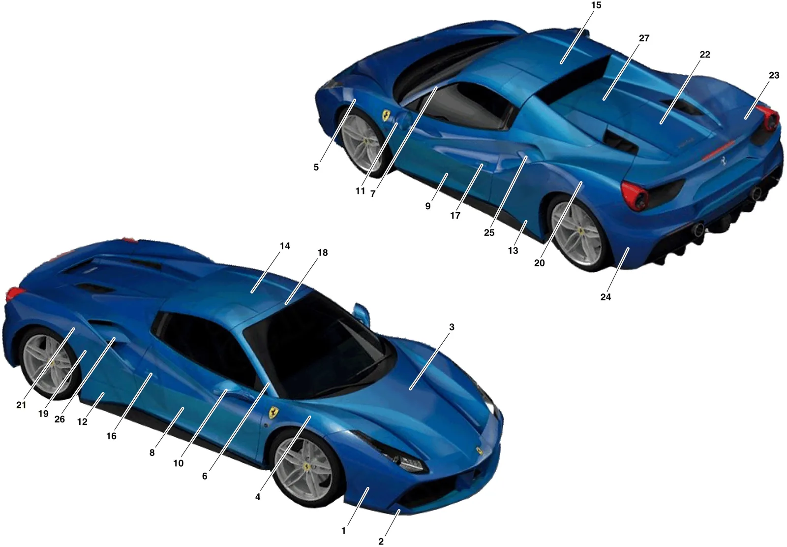Ferrari 488 Spider PAINTING -Applicable for S.T. Schedule only- exploded diagram