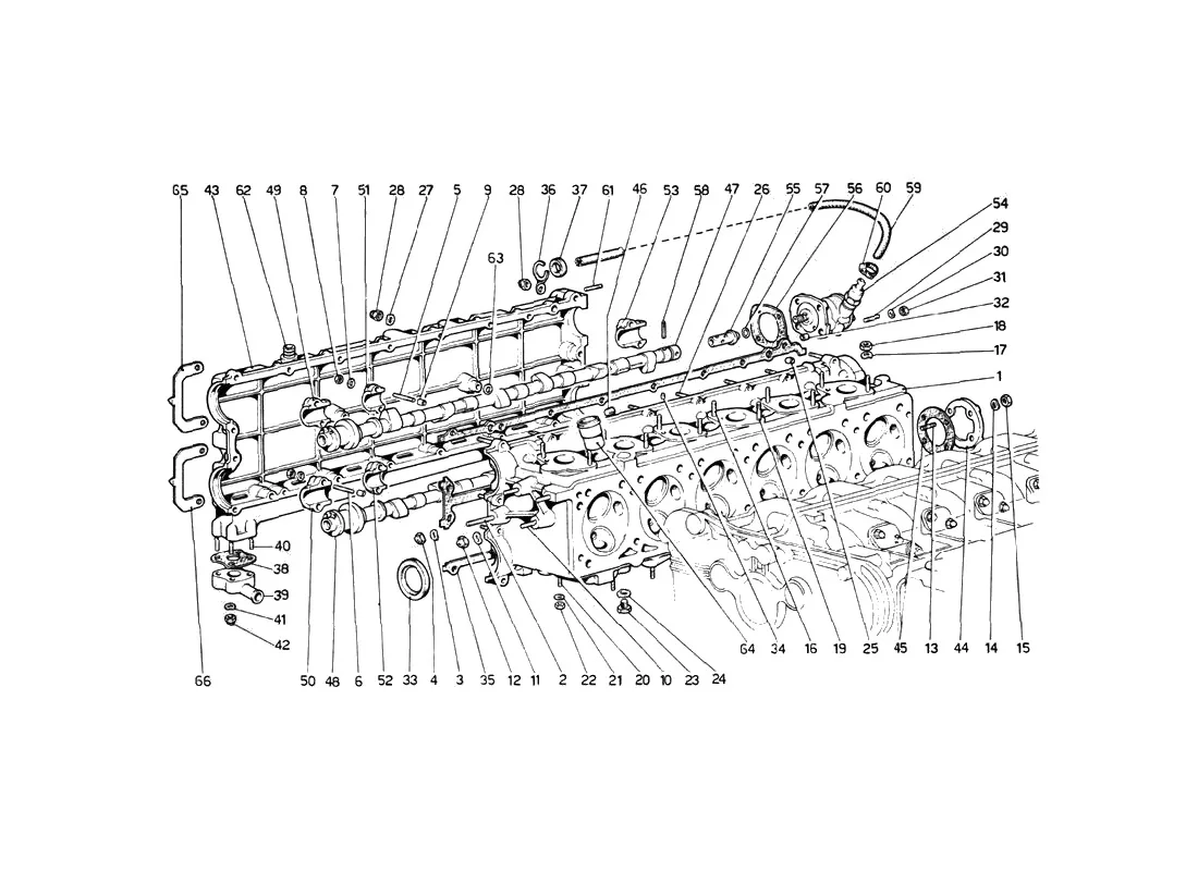 Ferrari 512 BB (Carburetor) Cylinder Head (Right) exploded diagram