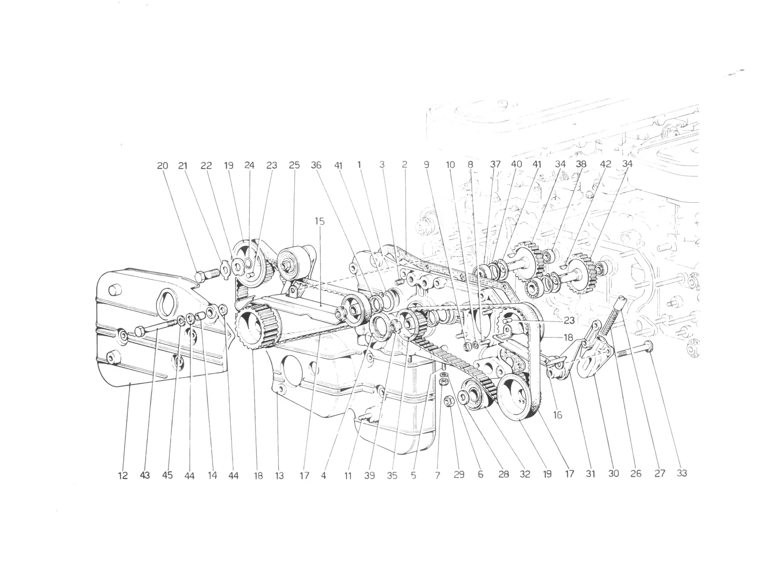 Ferrari 512 BB (Carburetor) Camshaft Drive System (Belts) exploded diagram
