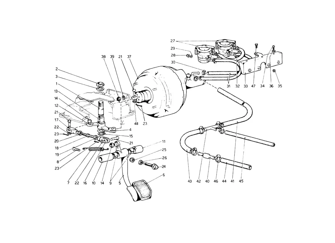 Ferrari 512 BB (Carburetor) Brake Hydraulic System exploded diagram