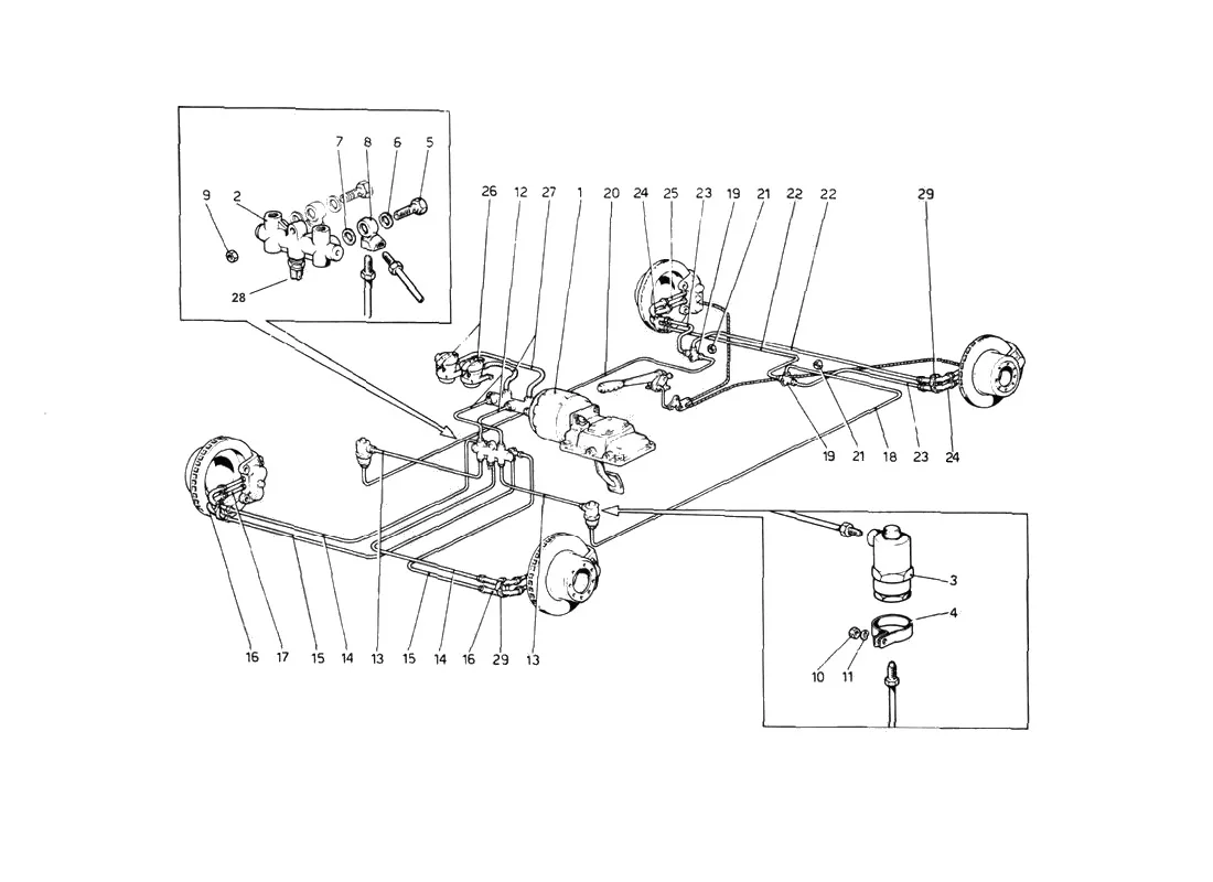 Ferrari 512 BB (Carburetor) Brake System exploded diagram
