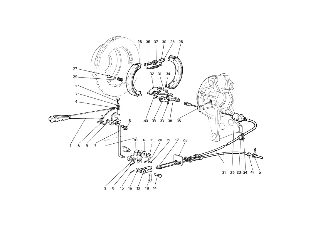 Ferrari 512 BB (Carburetor) Hand-Brake Control exploded diagram