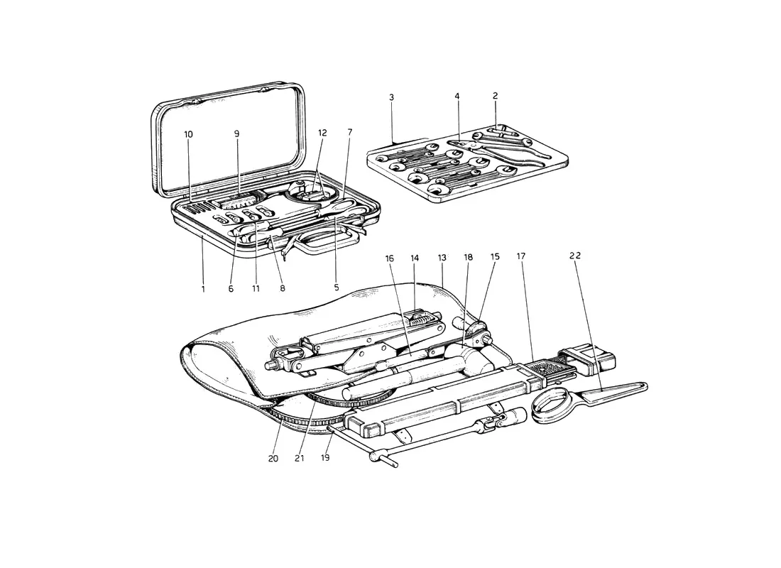 Ferrari 512 BB (Carburetor) Tool Kit exploded diagram