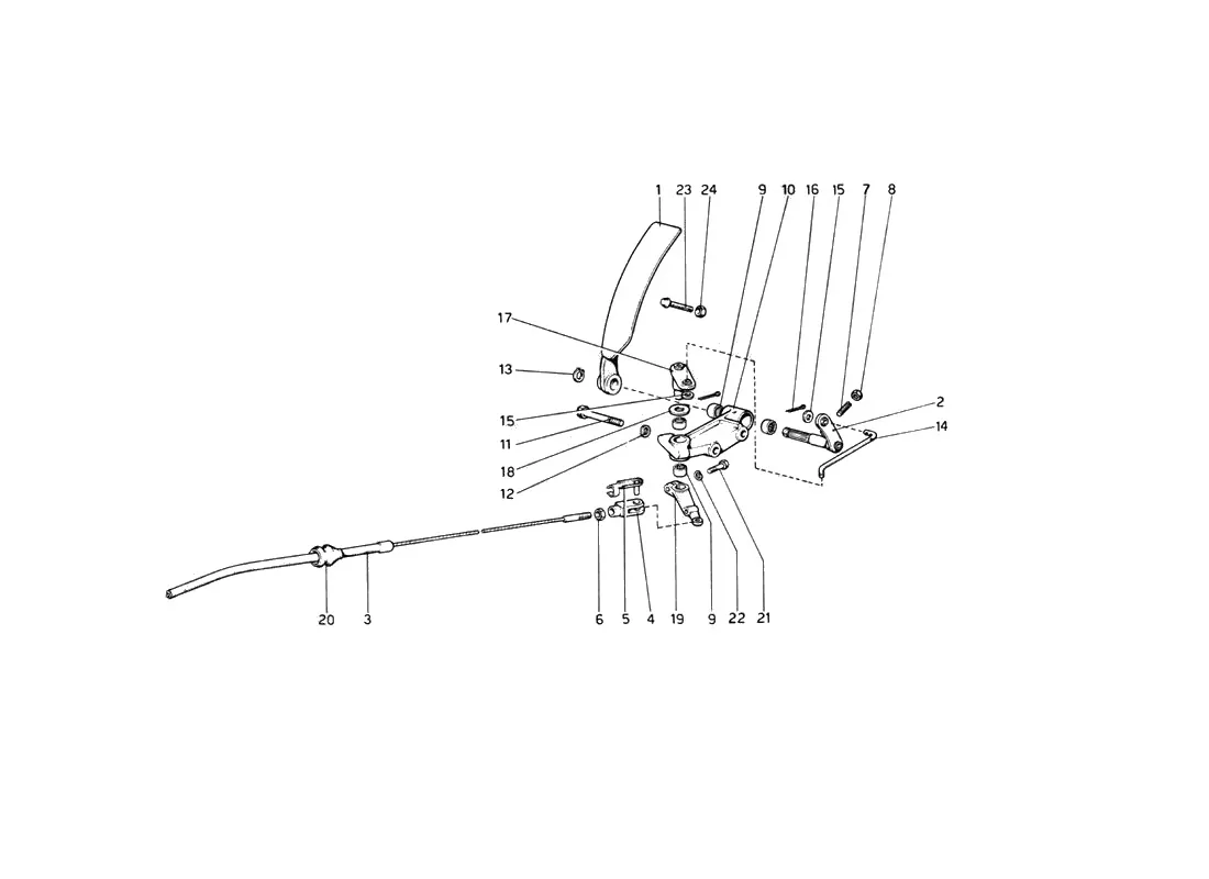 Ferrari 512 BB (Carburetor) Throttle Control (For RHD Version) exploded diagram