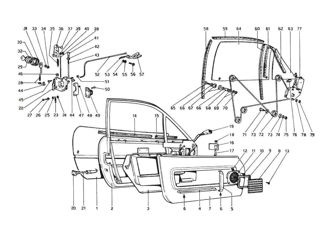 Ferrari 512 BB (Carburetor) Doors exploded diagram