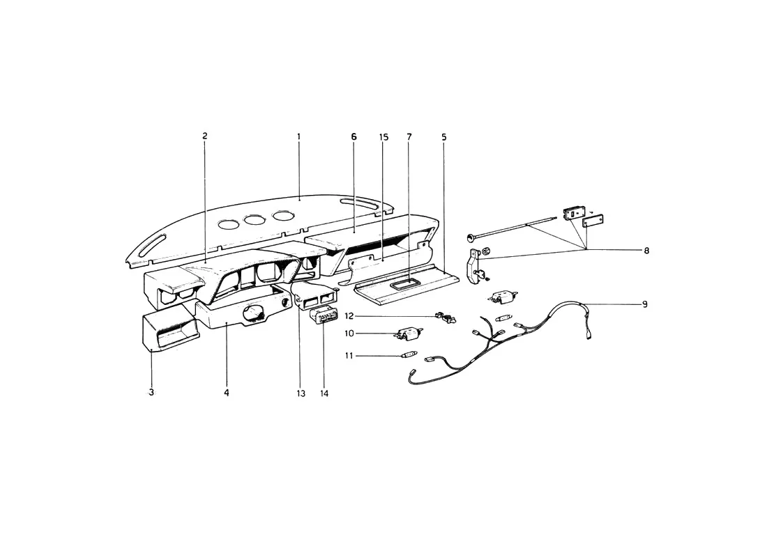 Ferrari 512 BB (Carburetor) Instrument Panel exploded diagram