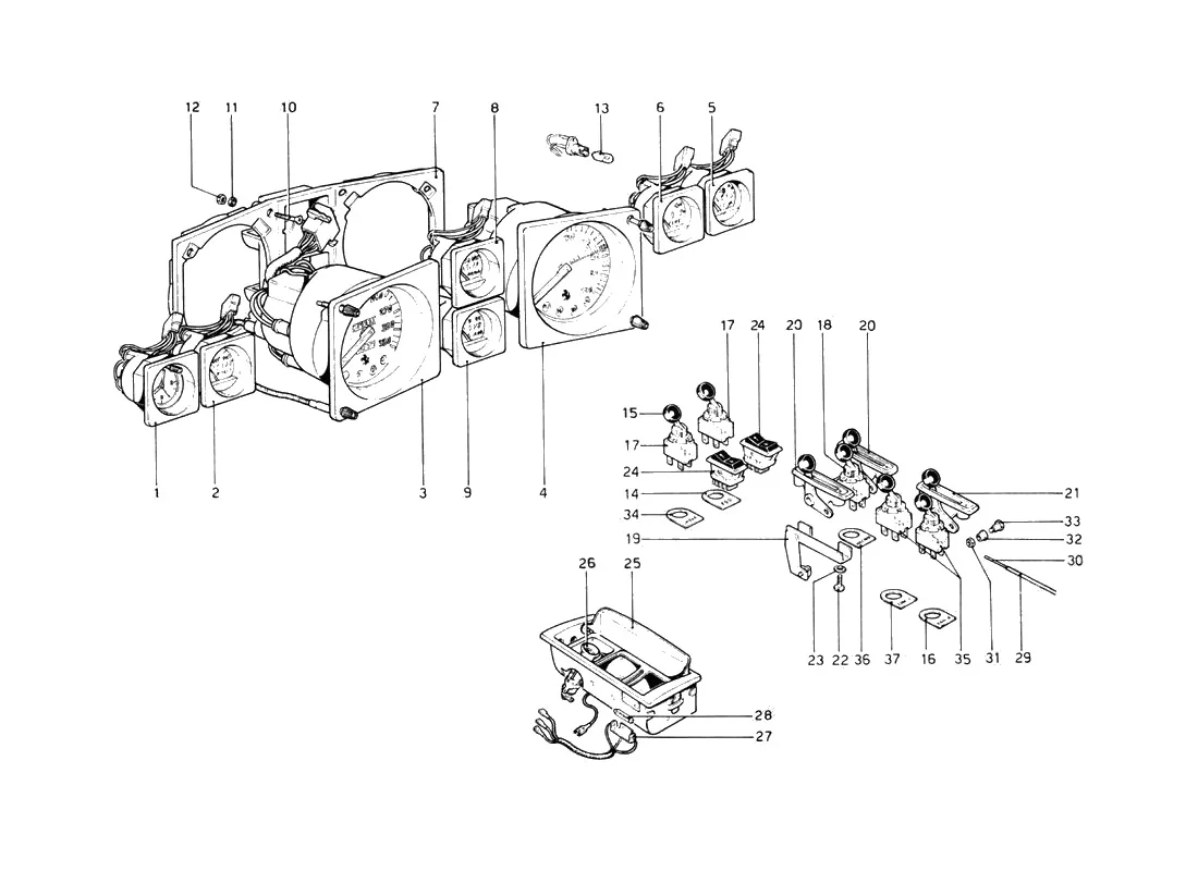 Ferrari 512 BB (Carburetor) Instruments And Accessories exploded diagram