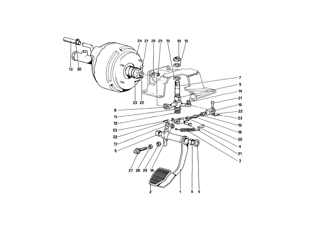 Ferrari 512 BBi Brake Hydraulic System (For RHD Version) exploded diagram