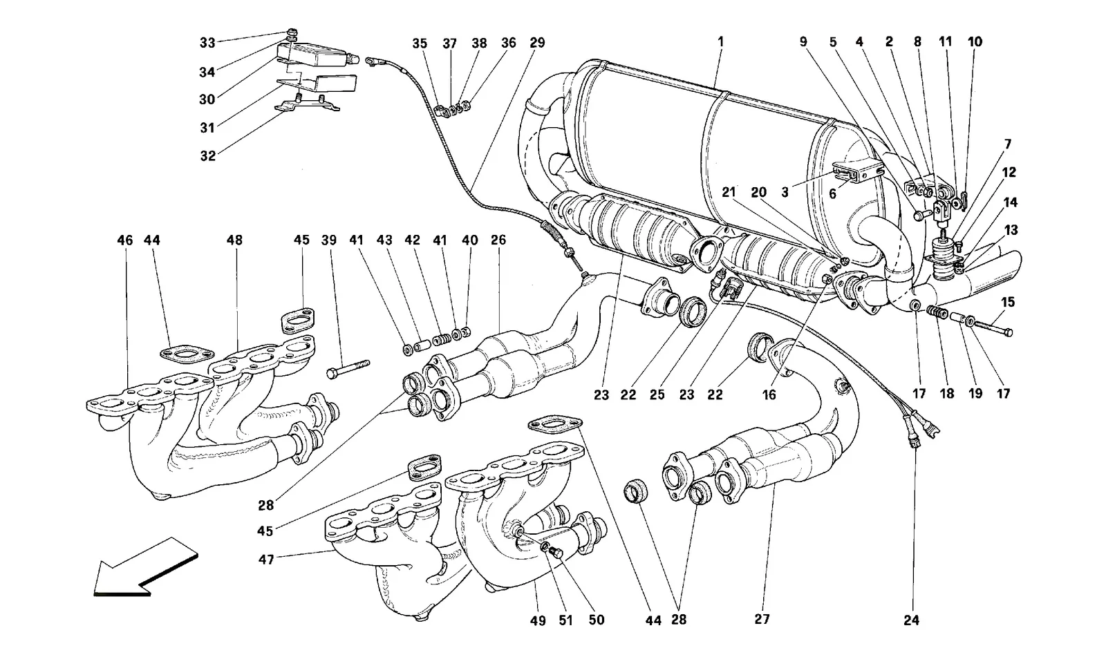 Ferrari 512 TR Exhaust System -Valid For Usa, Cdn, Aus, Ch- exploded diagram