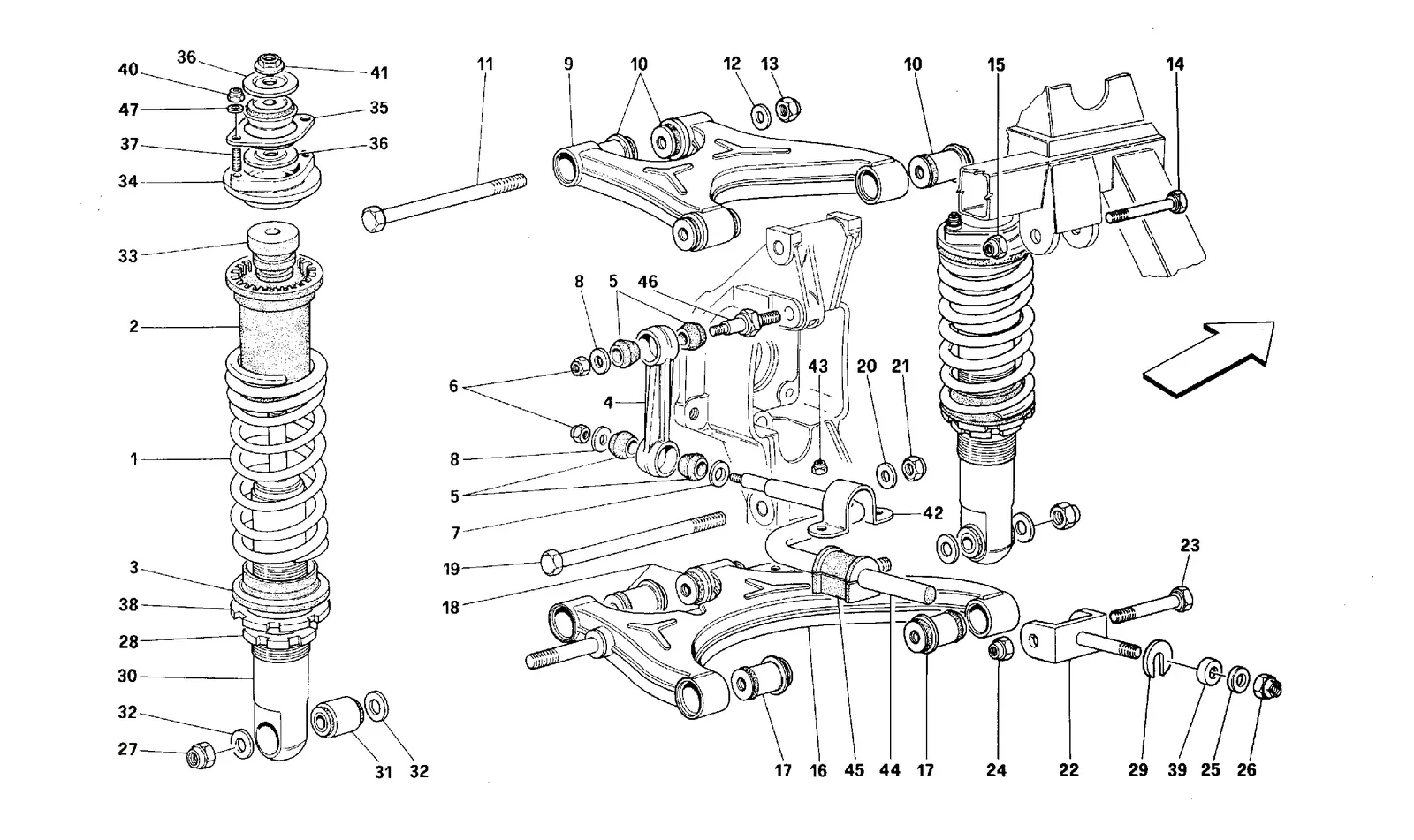 Rear Suspension - Wishbones And Shock Absorber