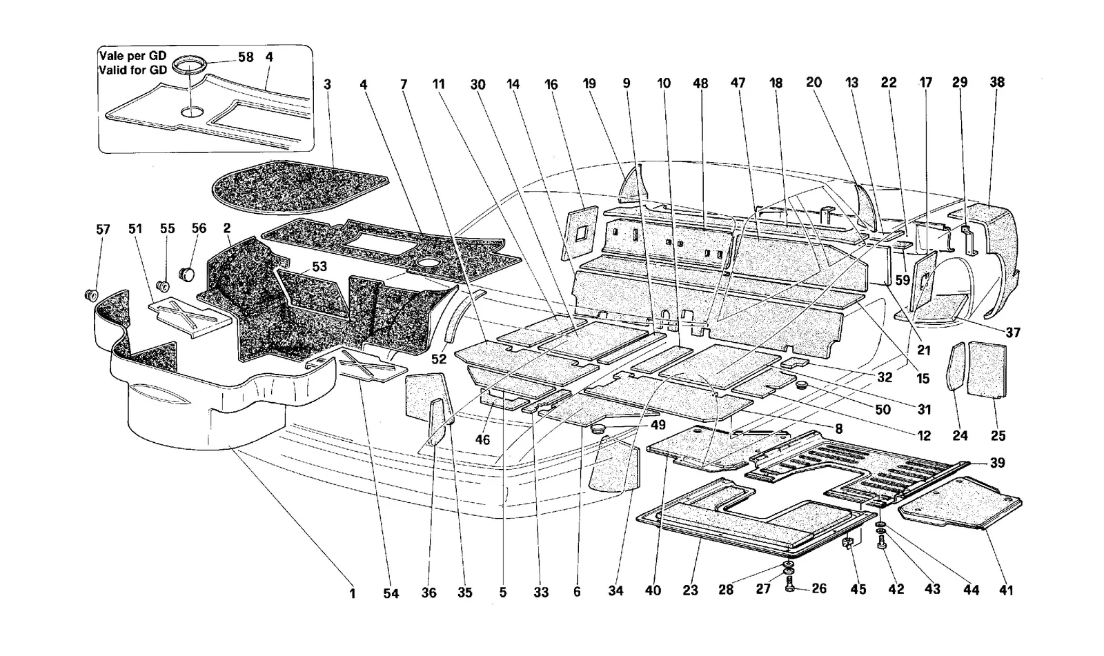 Carpet For Luggage Compartment And Insulation Panels