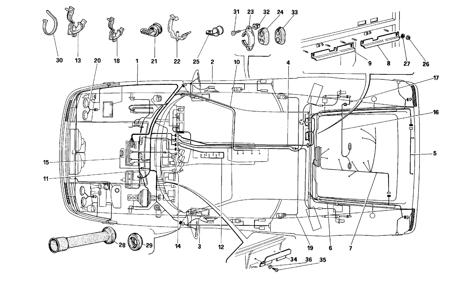 Ferrari 512 TR Electric System exploded diagram