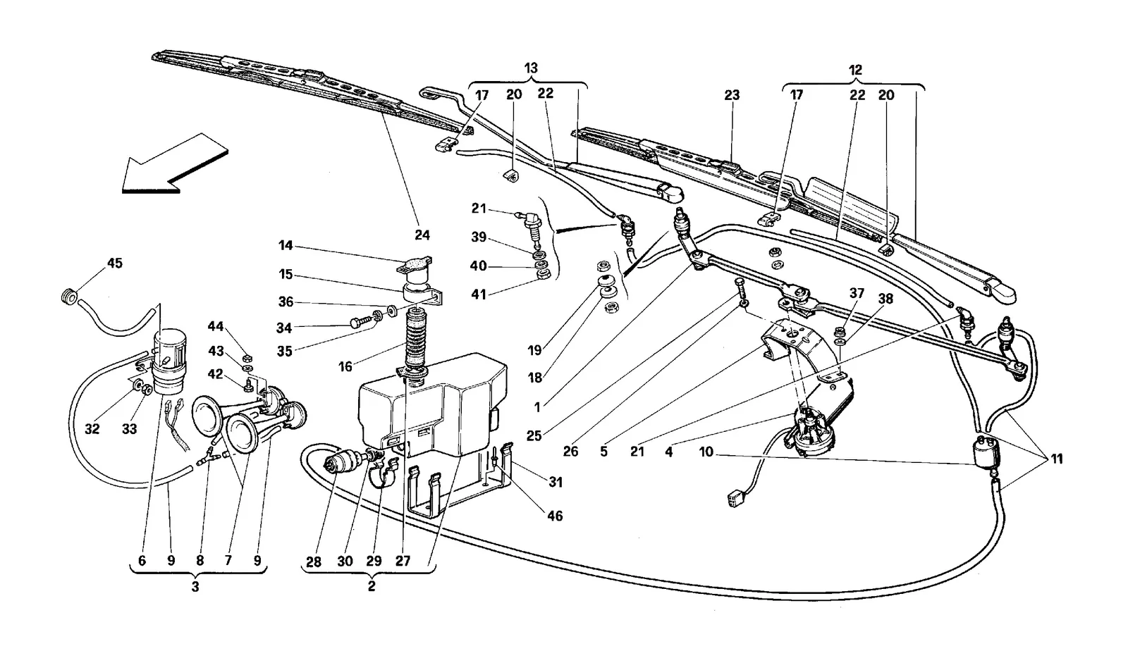 Windshield Wiper, Washer And Horns