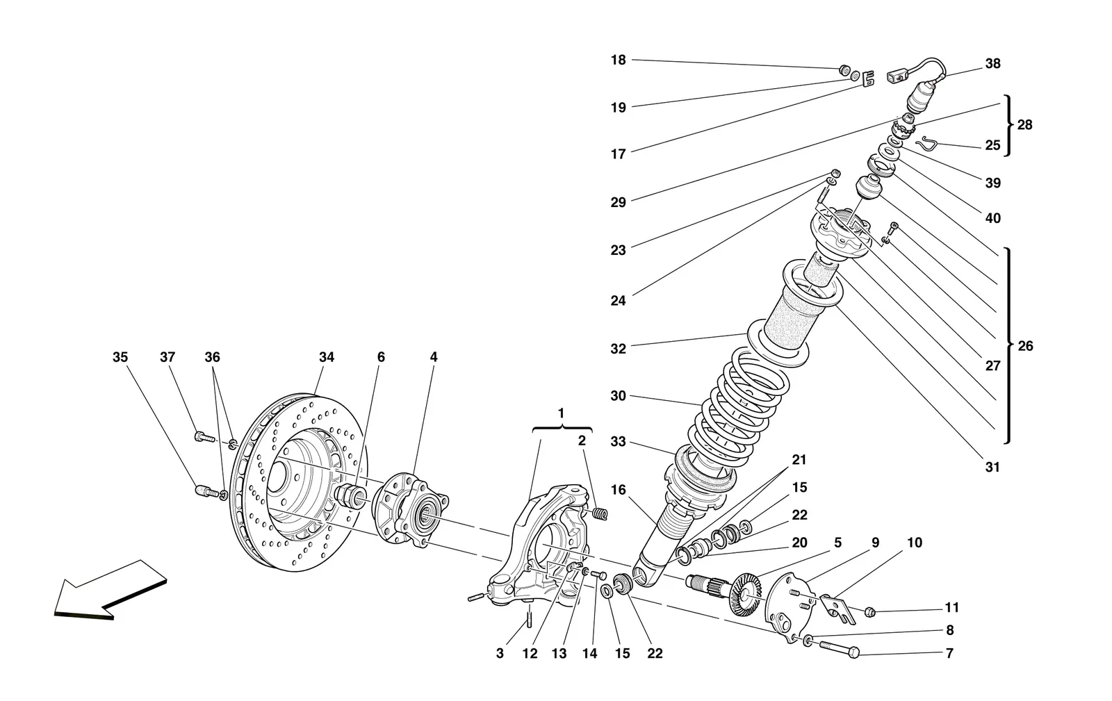 Front Suspension - Shock Absorber And Brake Disc