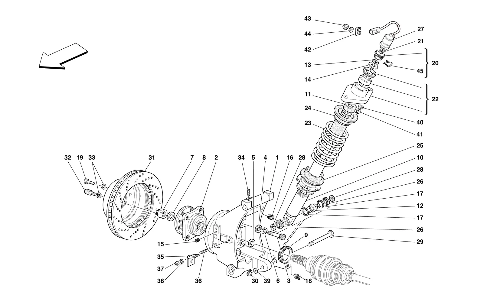 Rear Suspension - Shock Absorber And Brake Disc