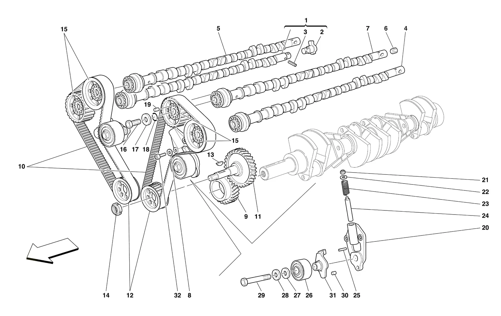Ferrari 550 Maranello Timing - Controls exploded diagram