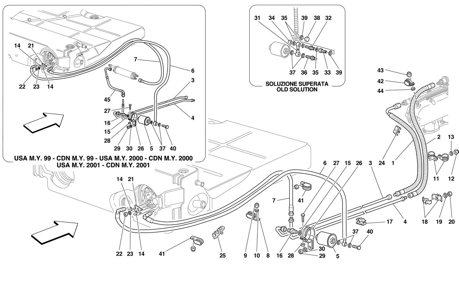 Ferrari 550 Maranello Fuel Supply System exploded diagram