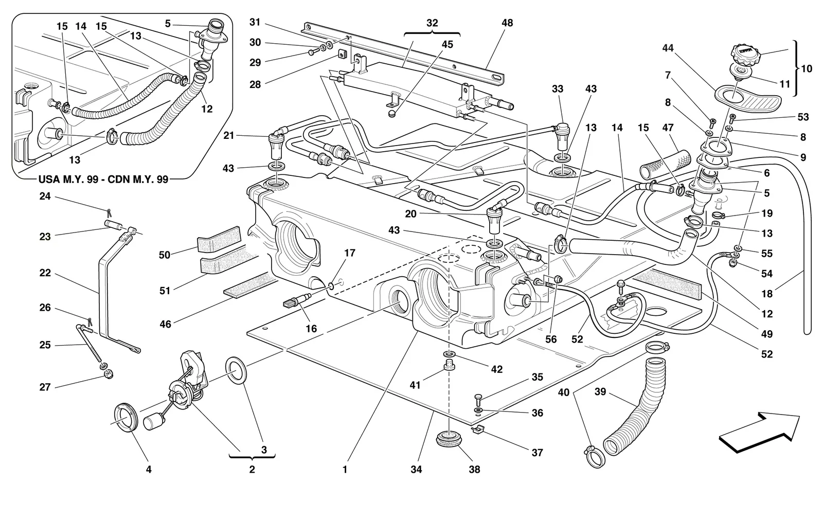 Fuel Tank -Valid For Usa M.Y. 99, Cdn M.Y. 99, Usa M.Y. 2000, Cdn M.Y. 2000, Usa M.Y. 2001 And Cdn M