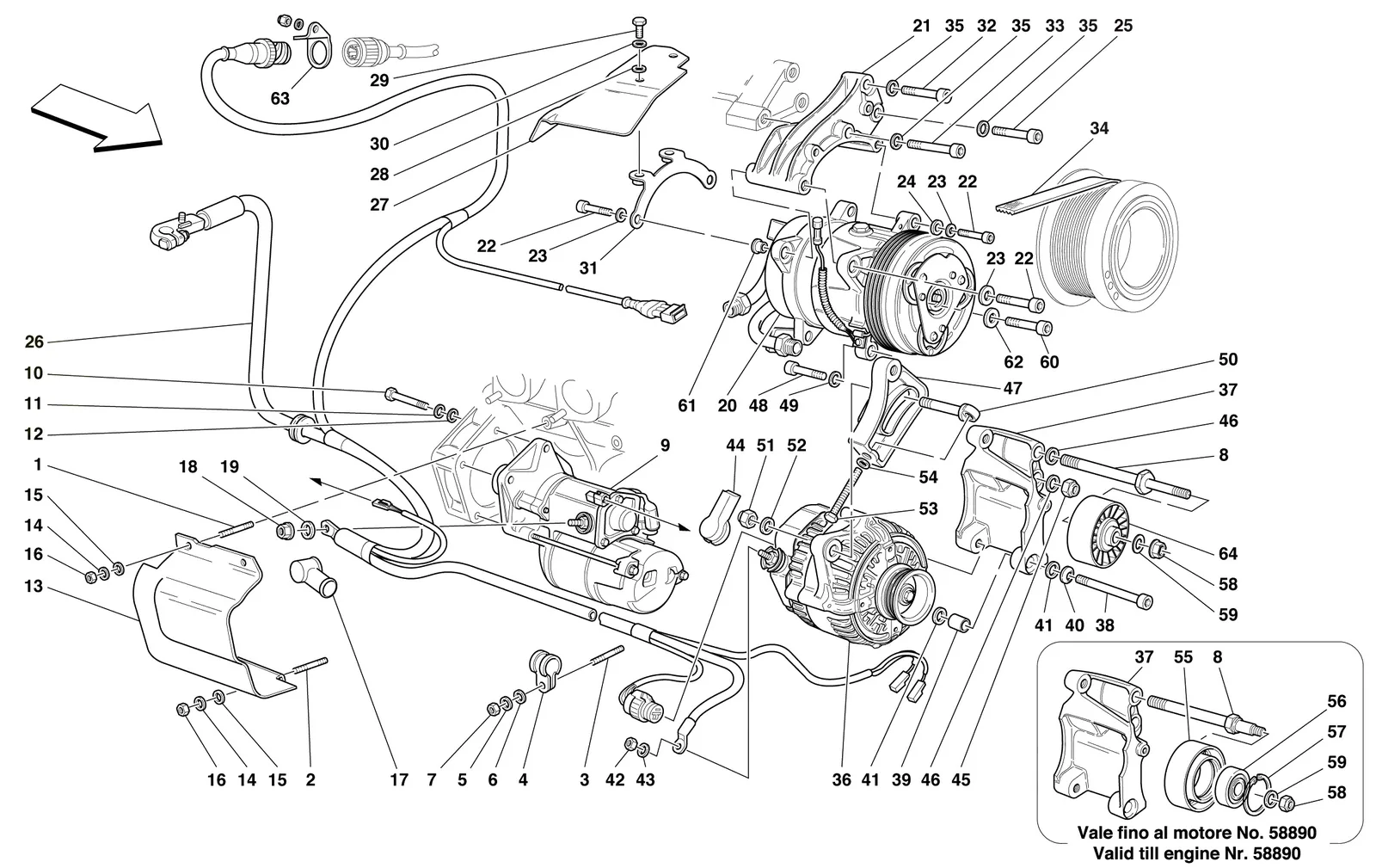 Alternator - Starting Motor - Air Conditioning Compressor