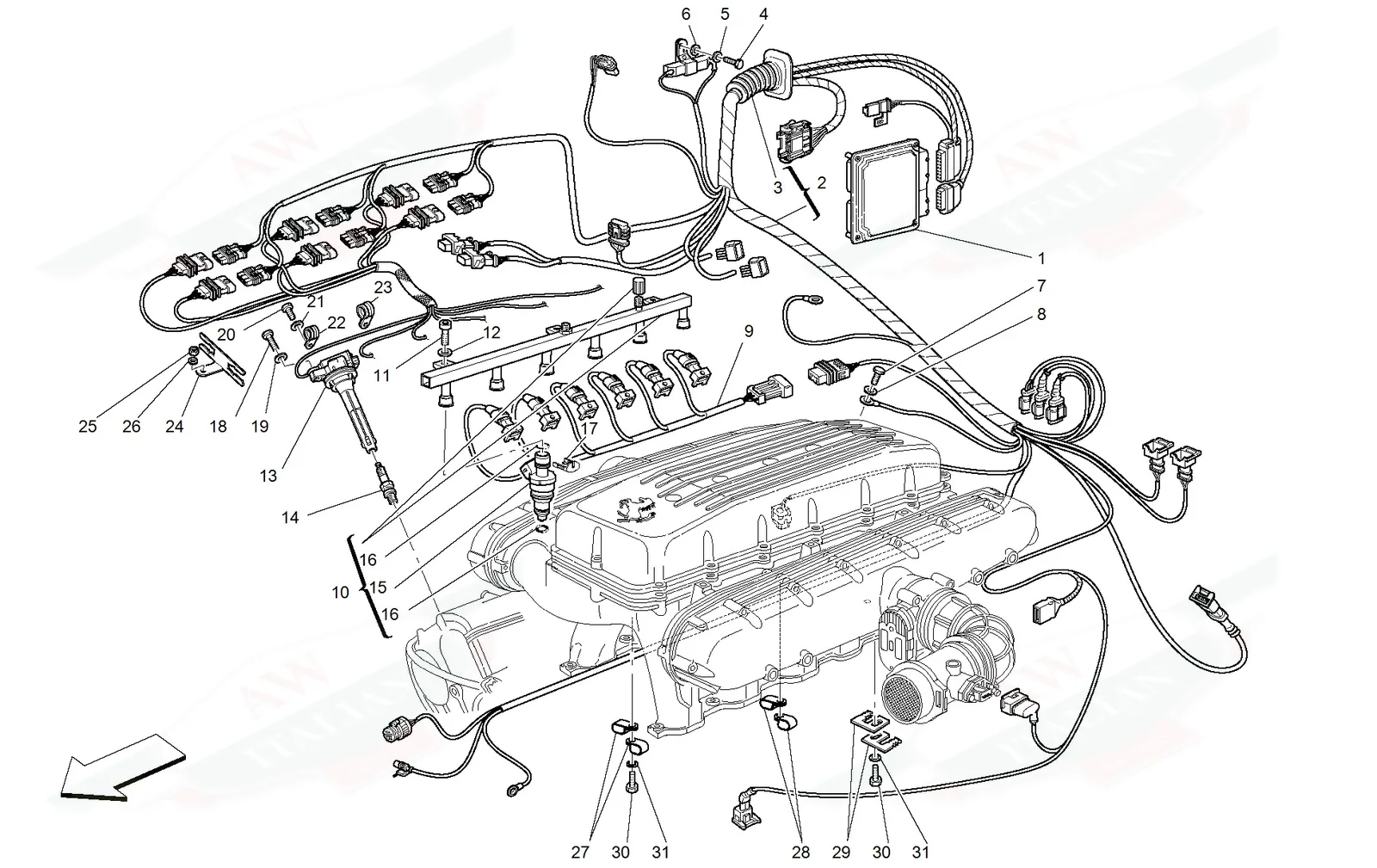Ferrari 575 SuperAmerica Injection - Ignition Device exploded diagram