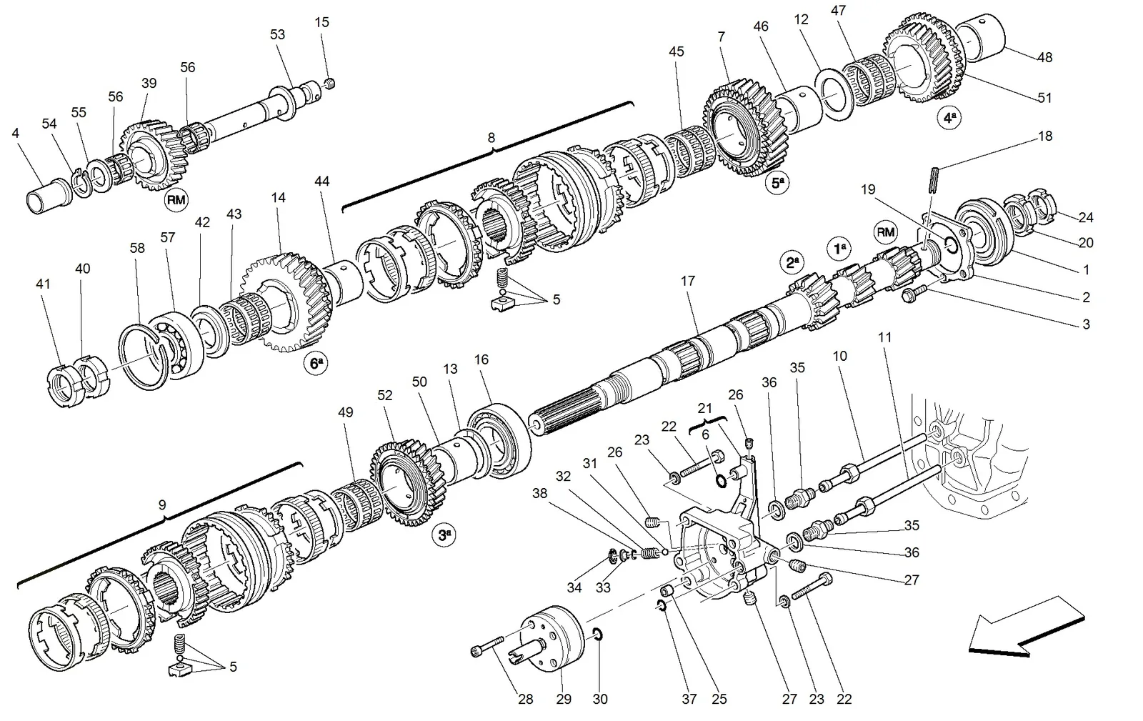 Main Shaft Gears And Clutch Oil Pump