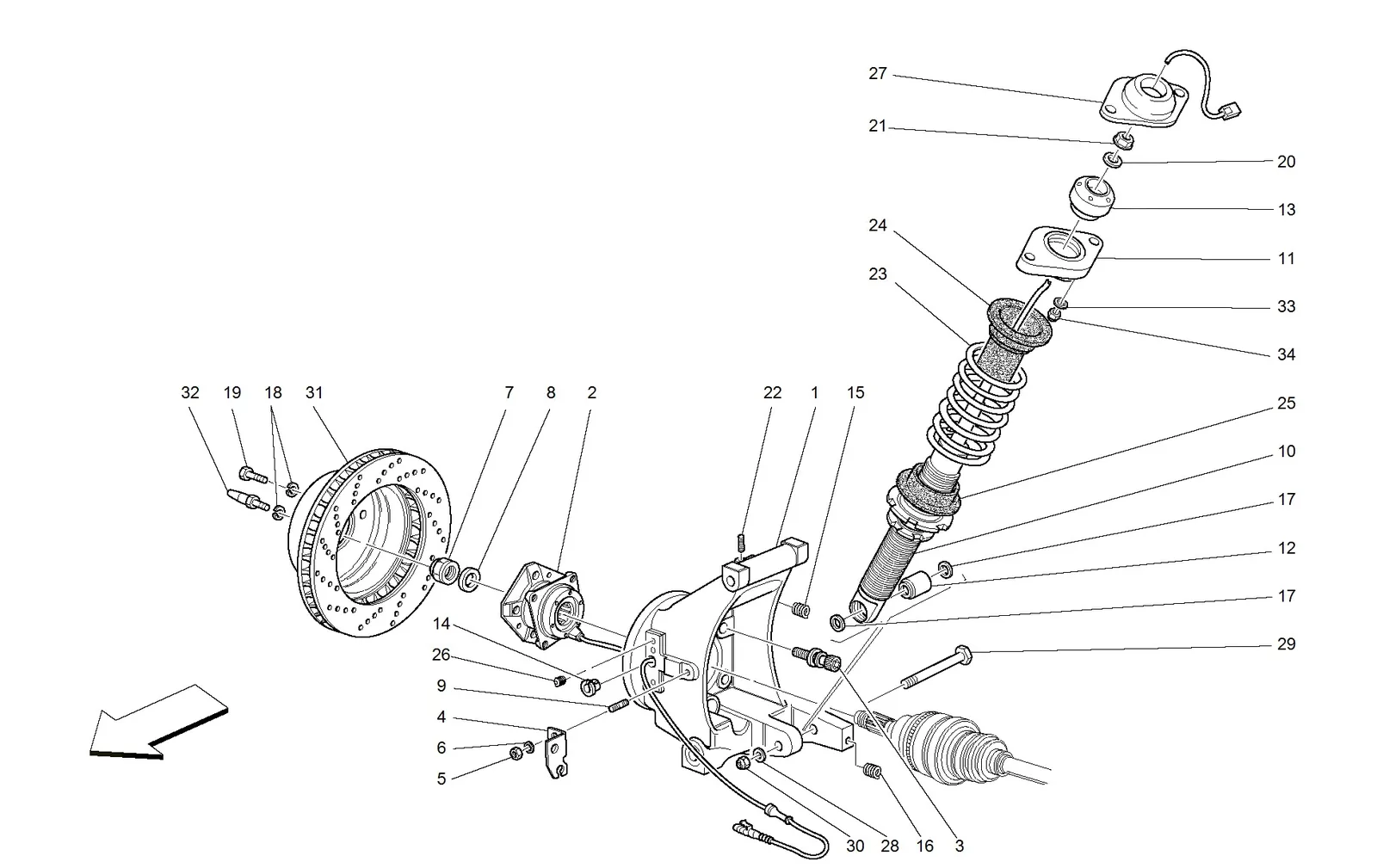 Rear Suspension - Shock Absorber And Brake Disc