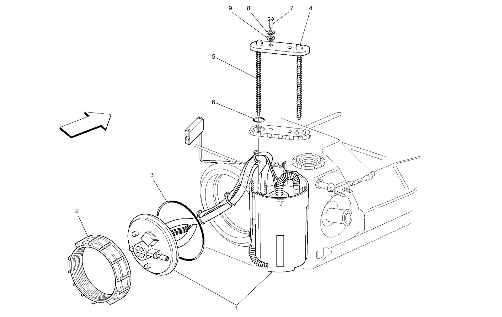 Ferrari 575M Maranello Fuel Pump exploded diagram