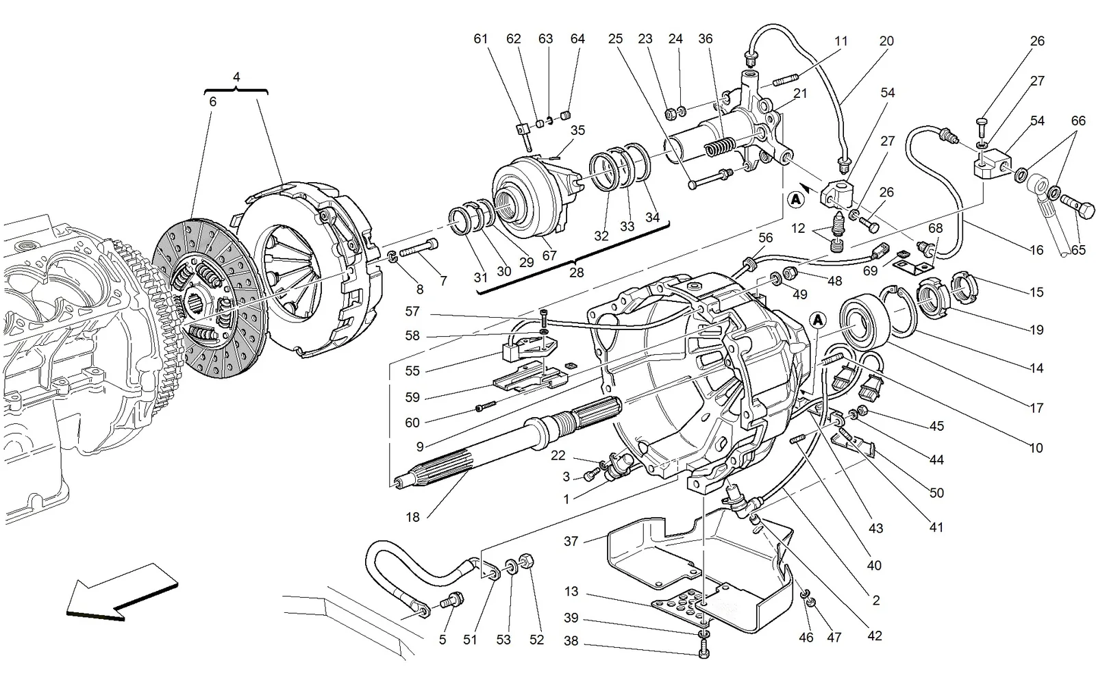 Ferrari 575M Maranello Clutch And Controls -Valid For F1- exploded diagram