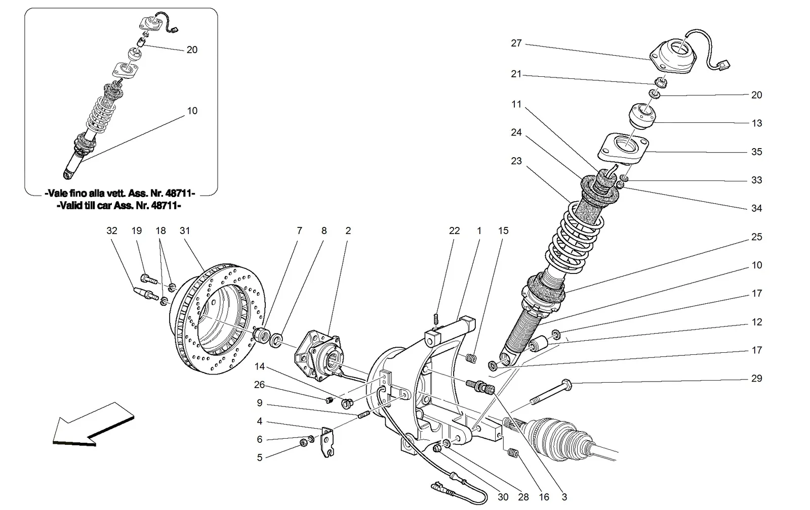 Rear Suspension - Shock Absorber And Brake Disc
