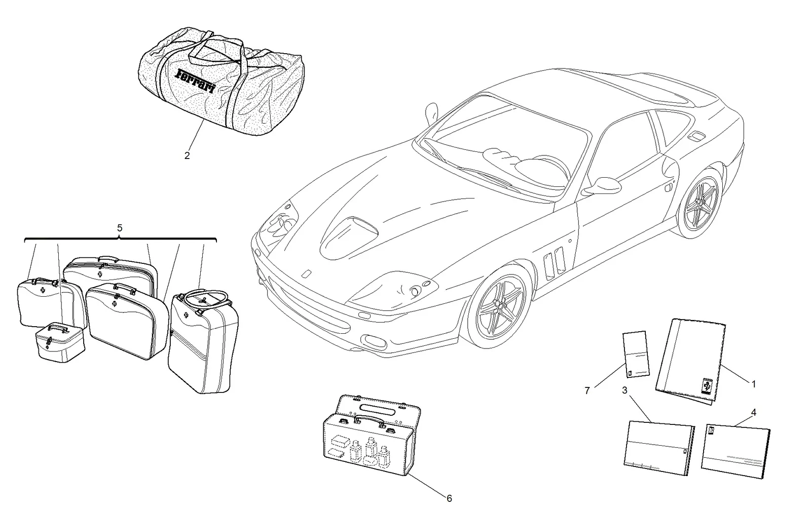 Ferrari 575M Maranello Documentation And Accessories exploded diagram
