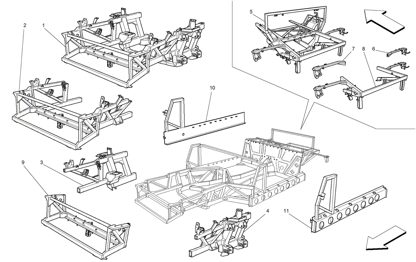Ferrari 575M Maranello Frame And Structures exploded diagram