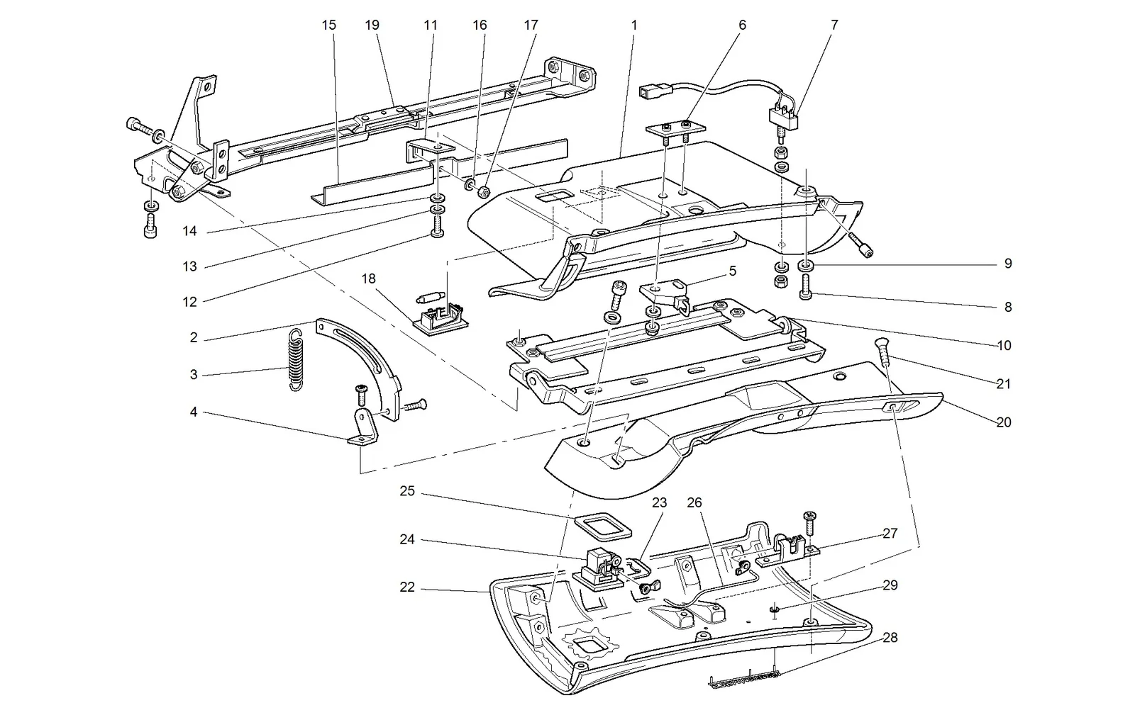 Ferrari 575M Maranello Dashboard Drawer exploded diagram
