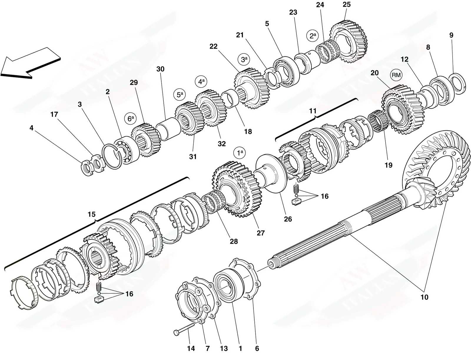 Secondary Gearbox Shaft Gears