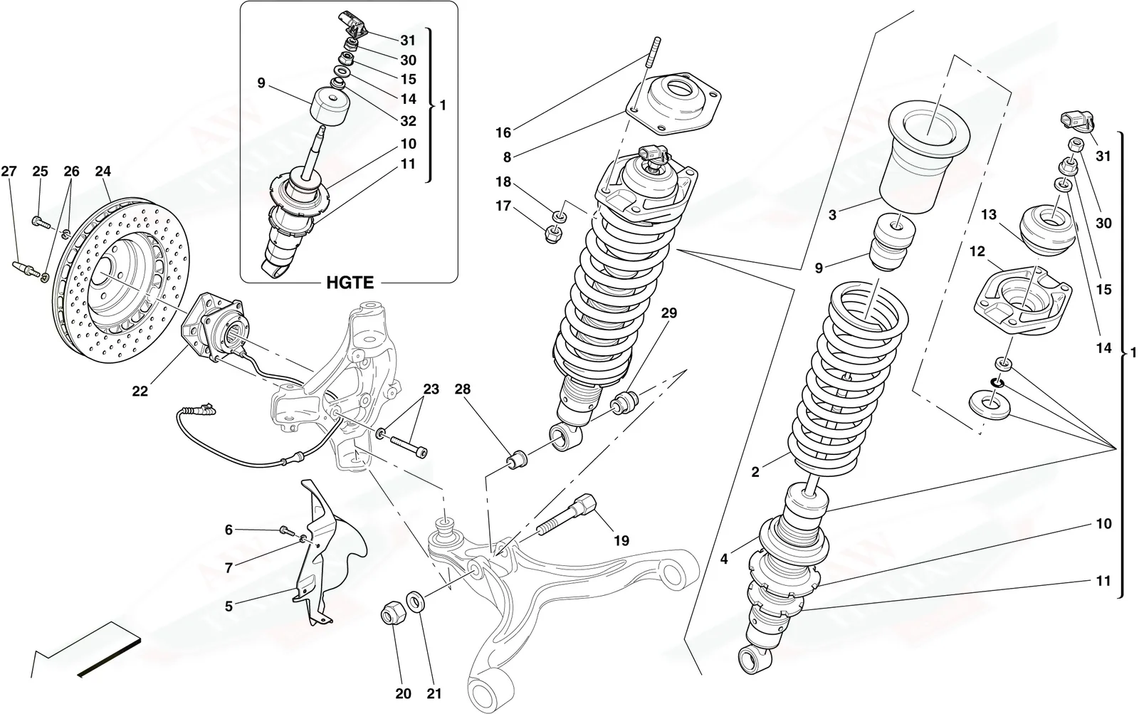 Front Suspension - Shock Absorber And Brake Disc