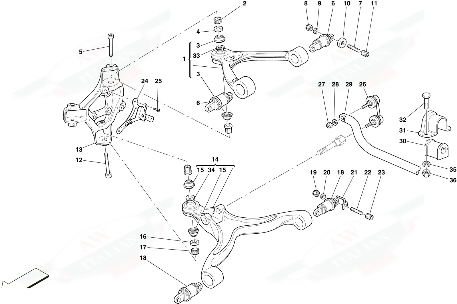 Front Suspension - Arms And Stabiliser Bar
