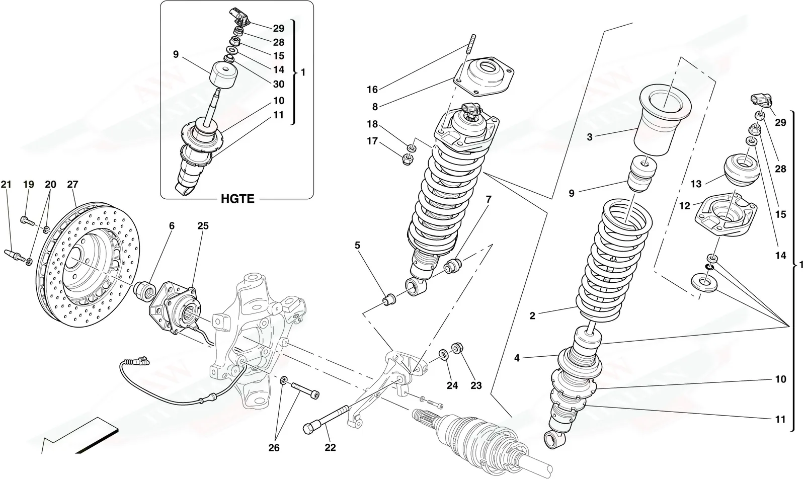 Rear Suspension - Shock Absorber And Brake Disc
