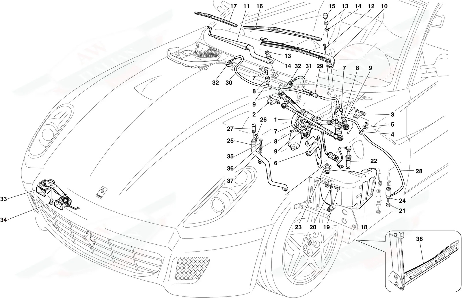 Windscreen Wiper, Windscreen Washer And Horns