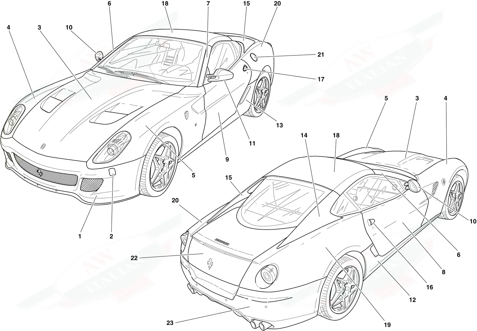 Ferrari 599 GTO Painting -Applicable Only For S.T. Schedule- exploded diagram