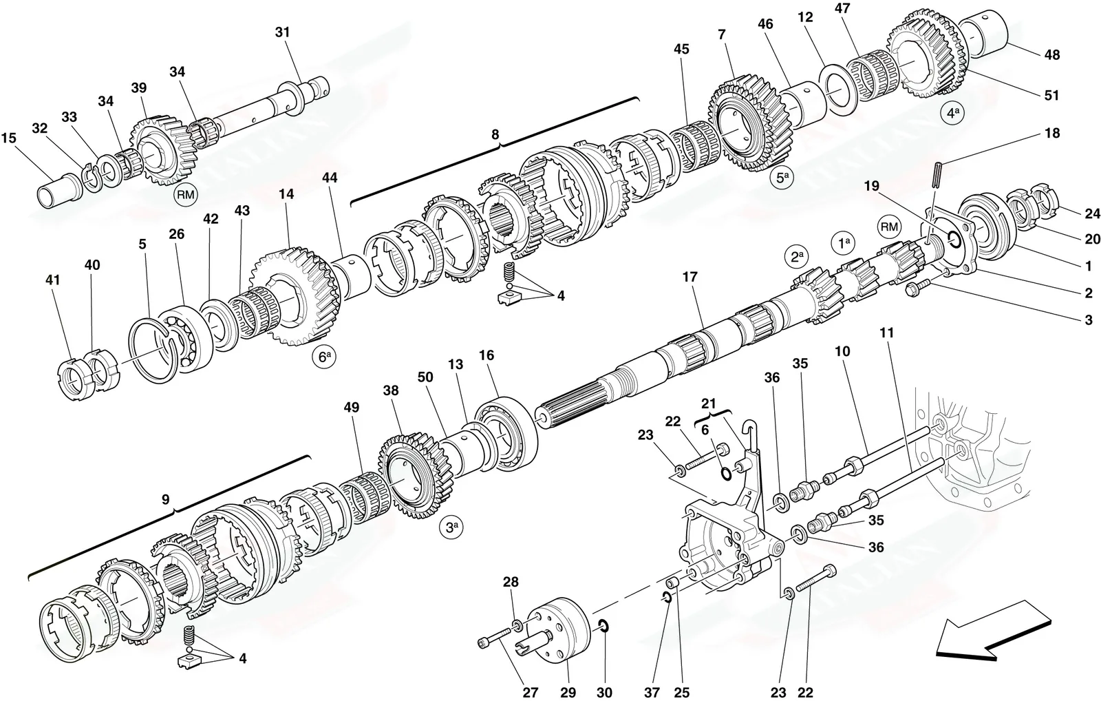 Primary Gearbox Shaft Gears And Gearbox Oil Pump