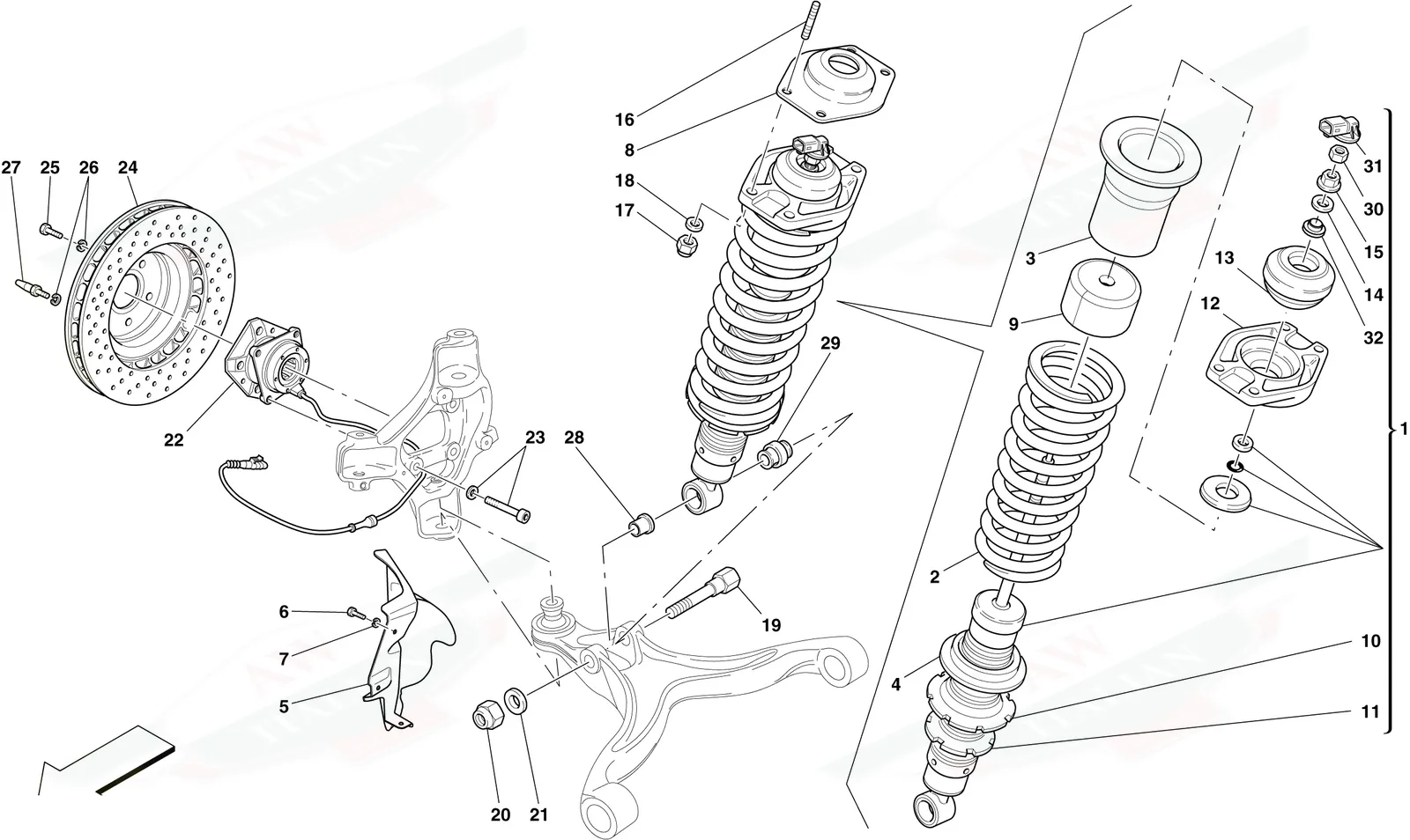 Front Suspension - Shock Absorber And Brake Disc