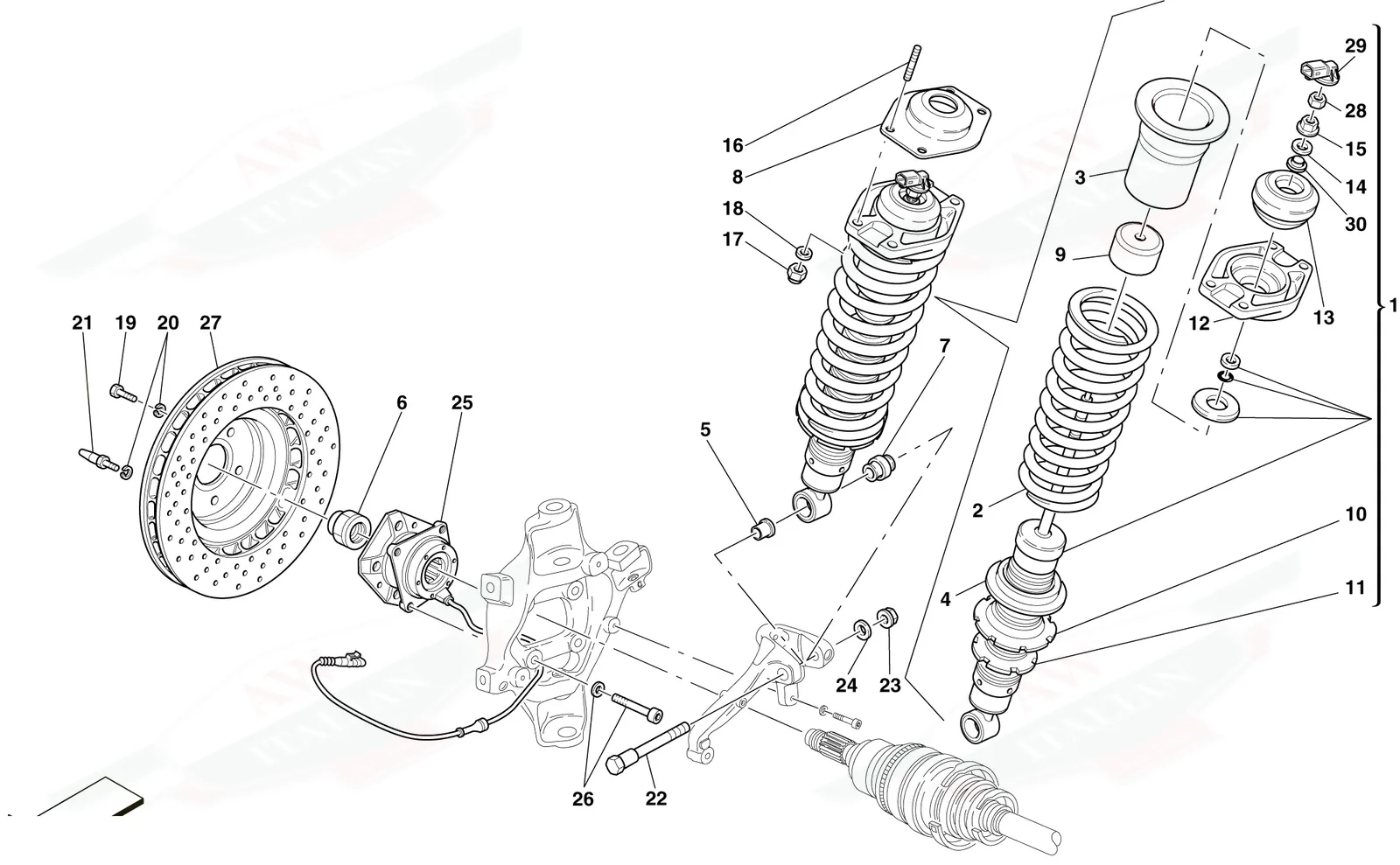 Rear Suspension - Shock Absorber And Brake Disc