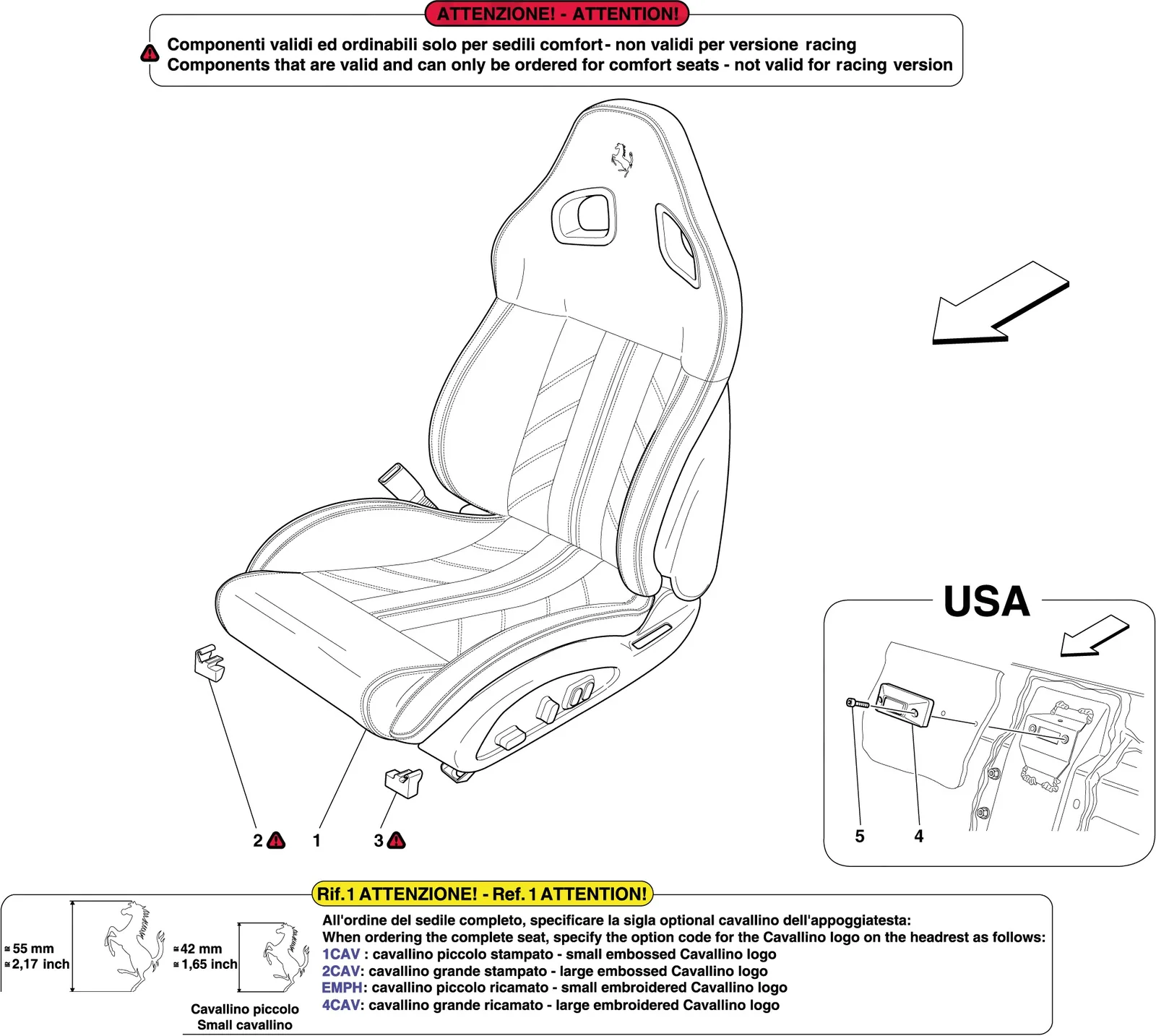 Ferrari 599 SA Aperta Complete Front Seat And Seat Belts exploded diagram