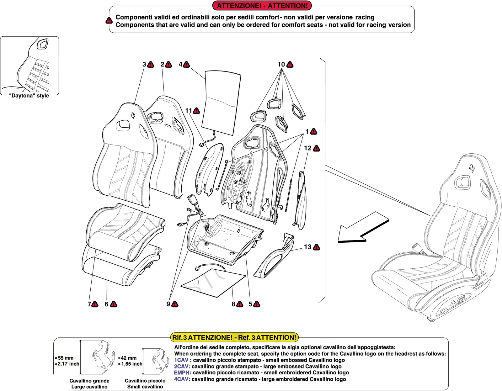 Ferrari 599 SA Aperta Front Seat - Trim And Internal Components exploded diagram