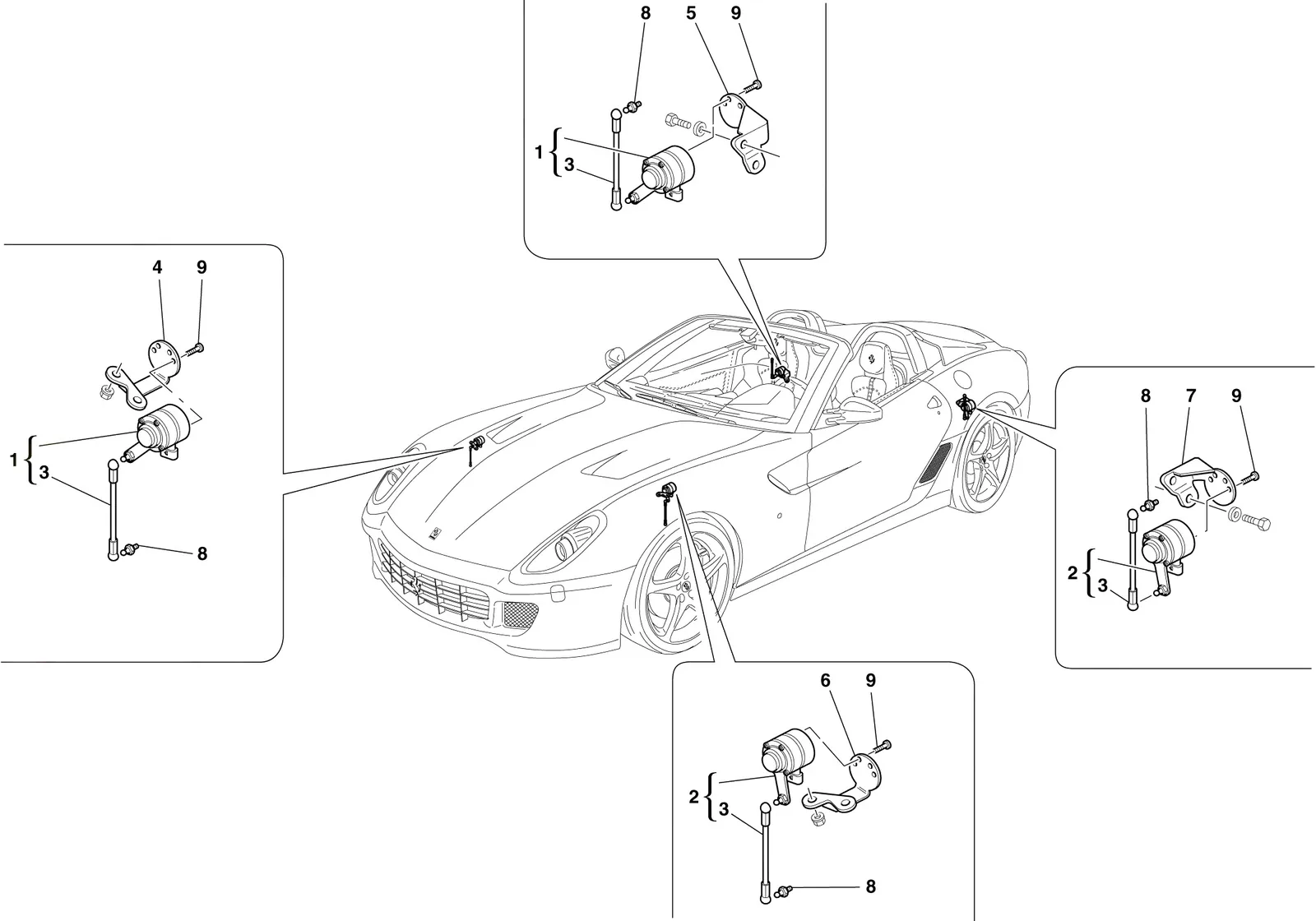 Ferrari 599 SA Aperta Motion Sensor exploded diagram