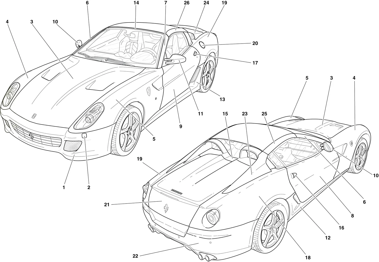 Ferrari 599 SA Aperta PAINTING -Applicable only for S.T. Schedule- exploded diagram