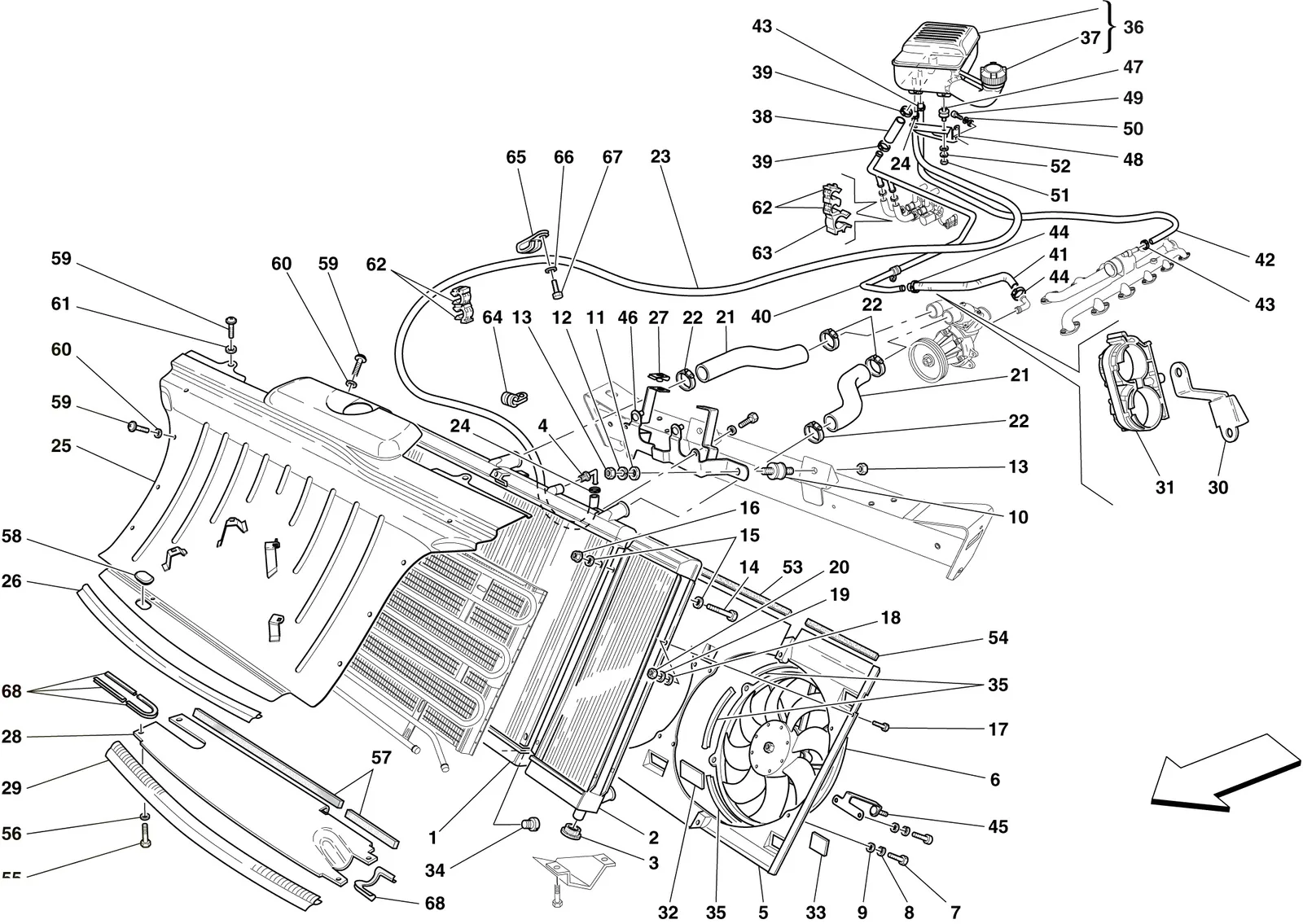Cooling System - Radiator And Header Tank