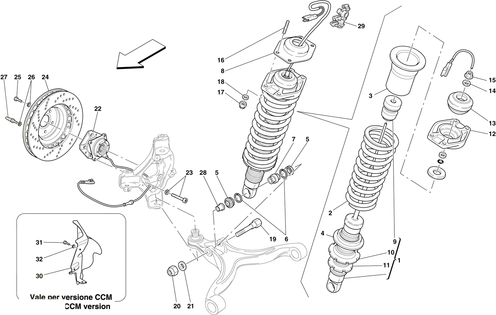 Front Suspension - Shock Absorber And Brake Disc