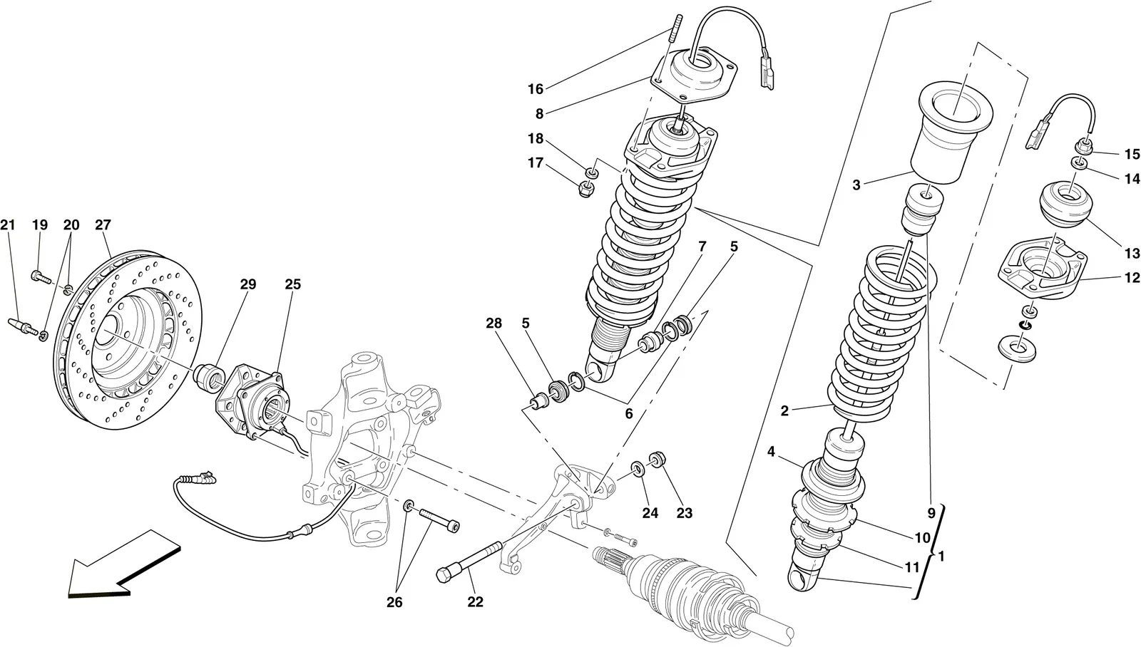 Rear Suspension - Shock Absorber And Brake Disc