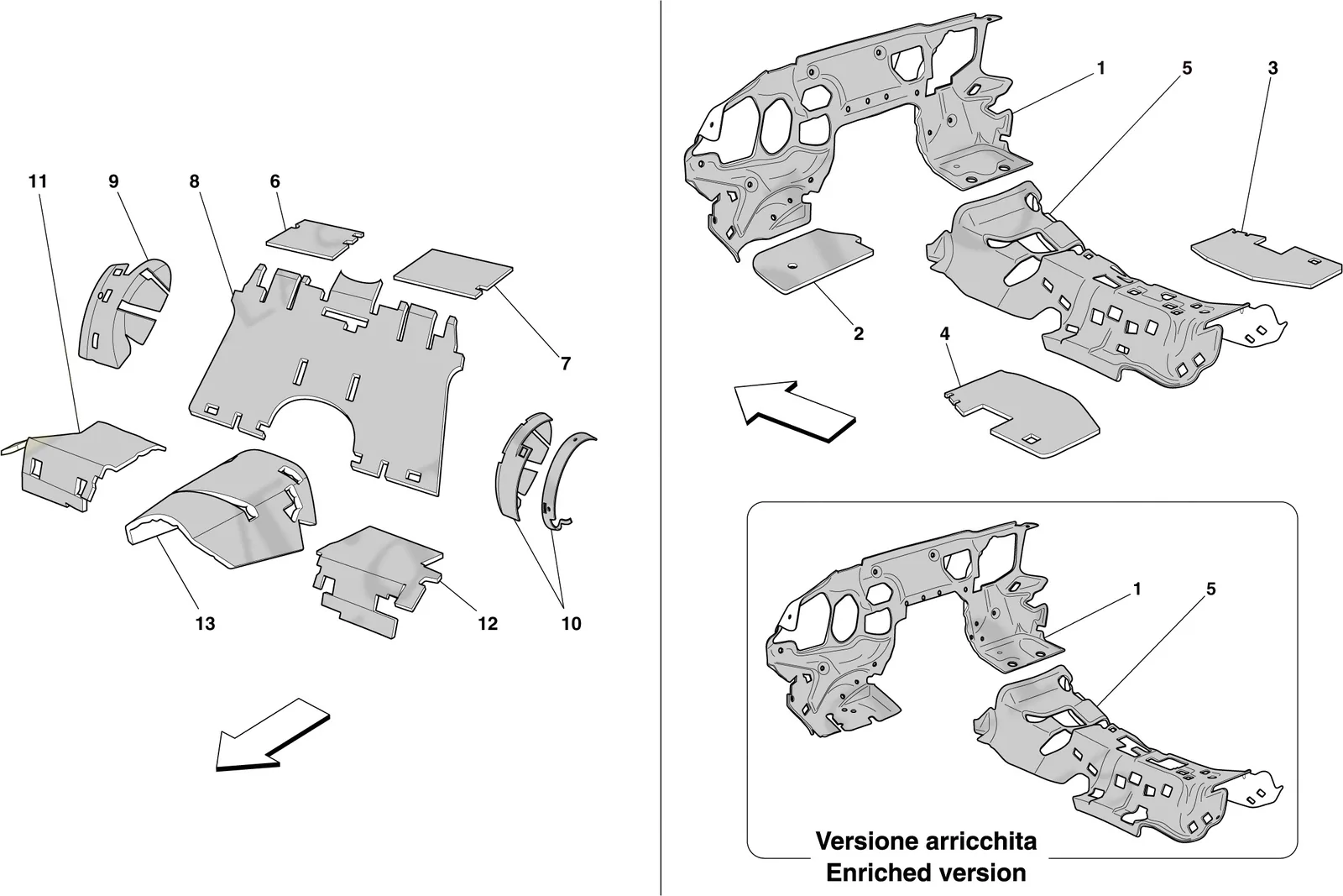 Ferrari 612 Sessanta Passenger Compartment Insulation exploded diagram